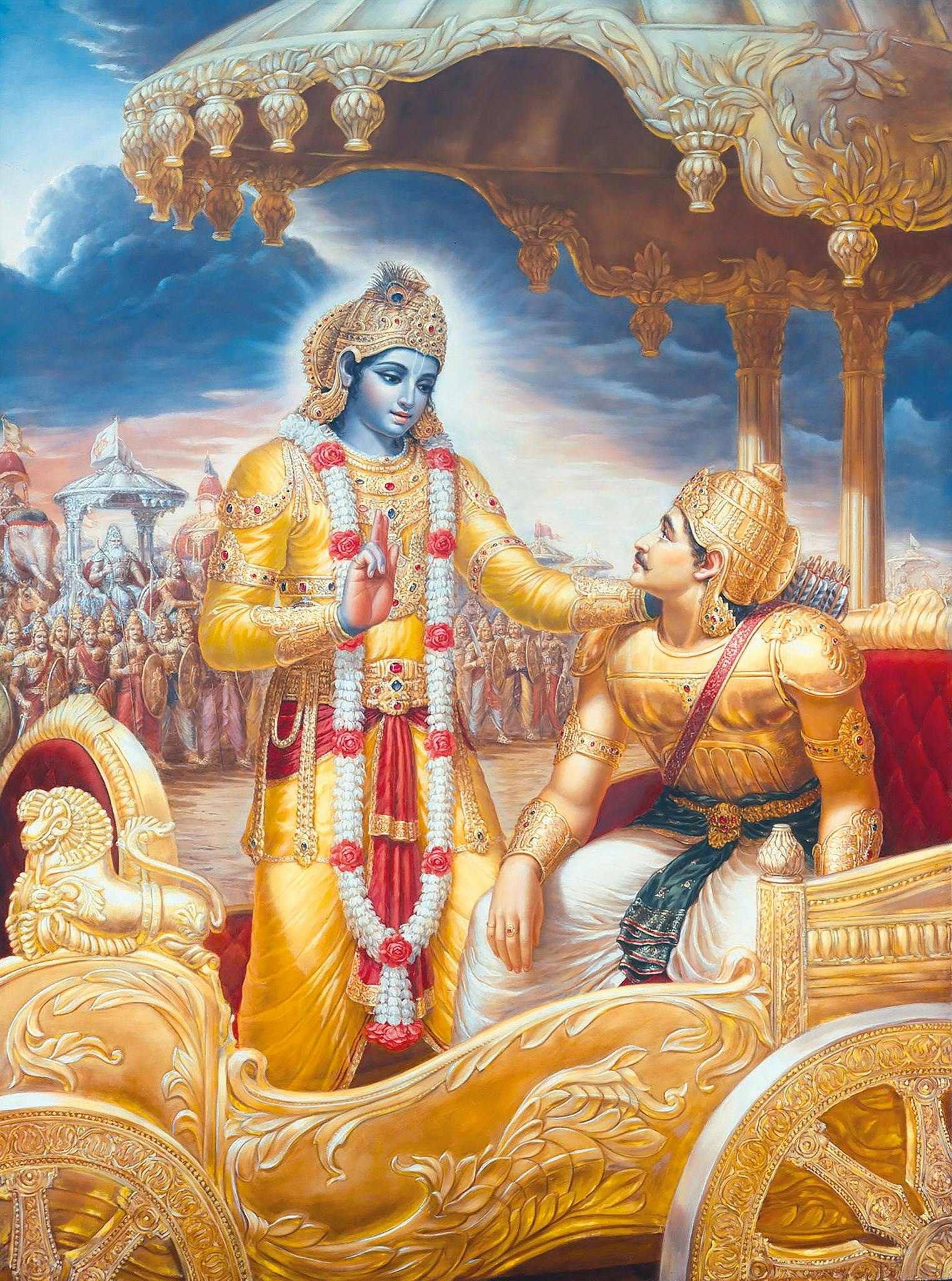 Shri Krishna and Arjuna Background Blur